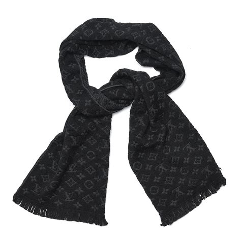 louis vuitton scarf black and brown|louis vuitton black wool scarf.